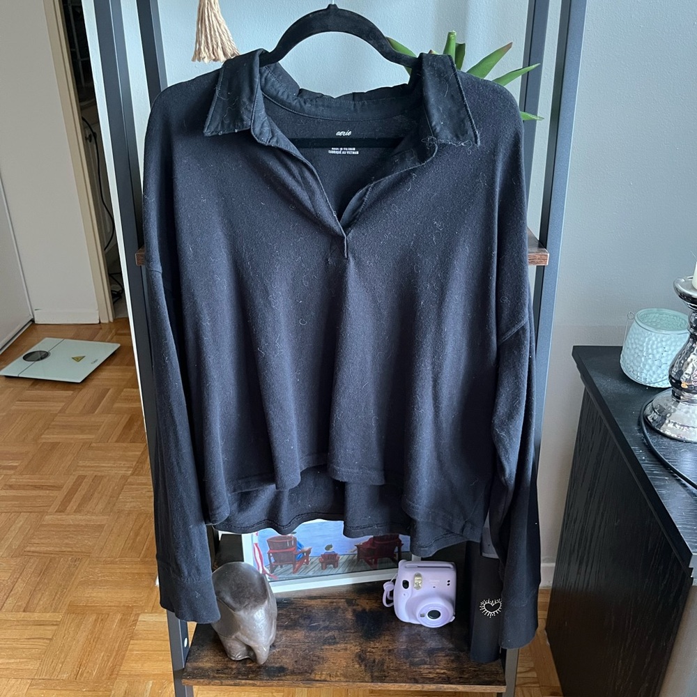 Aerie Black Long Sleeve Top